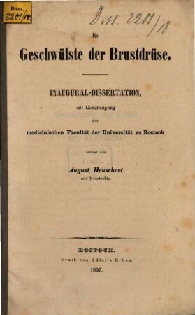 Die Geschwülste der Brustdrüse : Inaug. Diss.