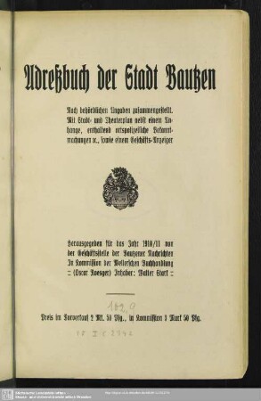 1910/11(1910): Adreßbuch der Stadt Bautzen