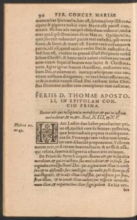 Feriis D. Thomae Apostoli, In Epitolam ...