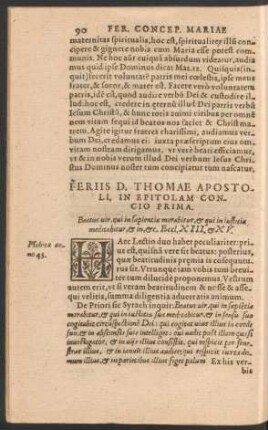 Feriis D. Thomae Apostoli, In Epitolam ...