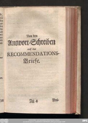 Von den Antwort-Schreiben auf die Recommendations-Briefe.