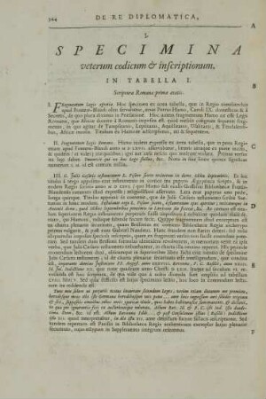 I. Specimina veterum codicum & inscriptionum.
