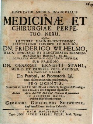 Disp. med. inaug. de medicinae et chirurgiae perpetuo nexu