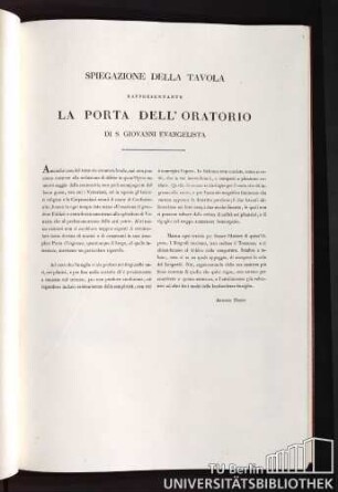 Spiegazione della Tavola rappresentante la Porta dell' Oratorio di S. Giovanni Evangelista