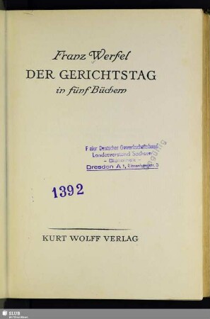 Der Gerichtstag : in fünf Büchern