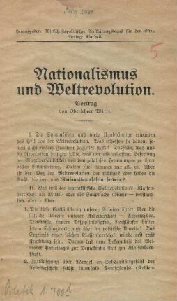 Nationalismus und Weltrevolution