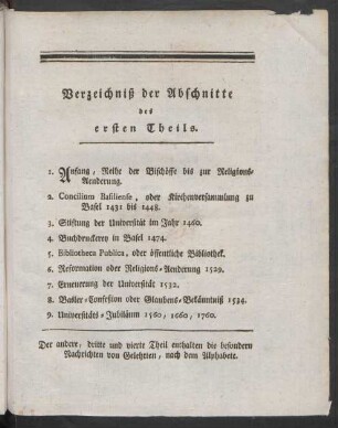 Verzeichniß der Abschnitte des ersten Theils.