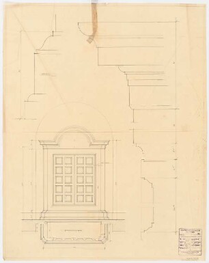 Schloss Posen, Posen Umbau: Grundriss, Ansicht und Detail Garderobenschrank 1:10, 1:1