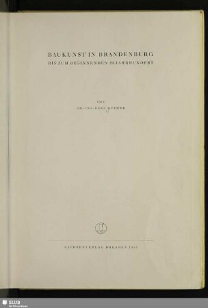 Baukunst in Brandenburg bis zum beginnenden 19. Jahrhundert