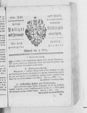 10tes Stück., Ausgabe vom 8. März 1780