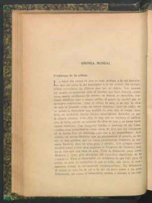 Crónica musical : Problemas de la crítica
