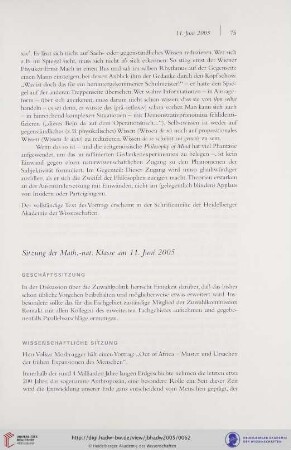 Sitzung der Math.-nat. Klasse am 11. Juni 2005