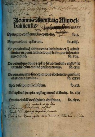 Joannis Altenstaig Mindelhaimensis Opus pro conficiundis epistolis