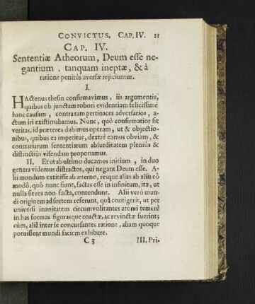 Cap. IV. Sententiae Atheorum, Deum esse negantium, tanquam ineptae, ...