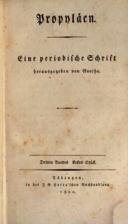 Propyläen : eine periodische Schrift. 3. 1800