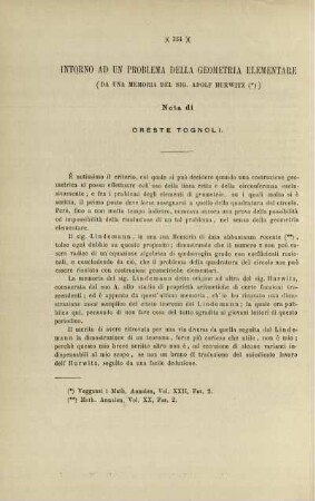 Intorno ad un problema della Geometria elementare.