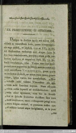 Ex Praefatione B. Strothii