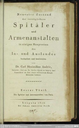 1: Die Spitäler und Armenanstalten von Paris