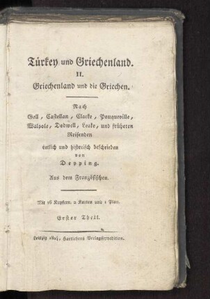 Türken und Griechenland. II. Griechenland und die Griechen. Erster Teil