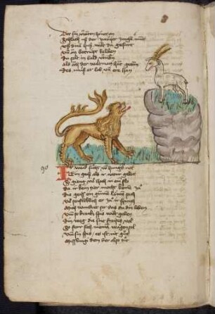 Löwe und Ziegenbock; (Von dem Löwen und der Ziege, Kapitel XC nach Pfeiffer)