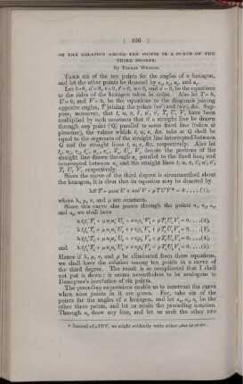 On the relation among ten points in a curve of the third degree.