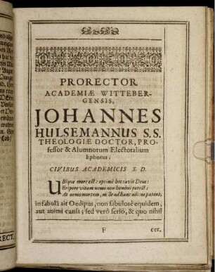 Prorector Academiæ Wittebergensis, [...]