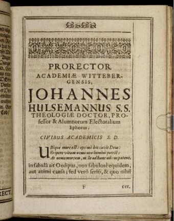 Prorector Academiæ Wittebergensis, [...]