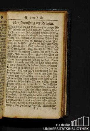 Von Anruffung der Heiligen.