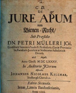 De iure apum, vom Bienen-Recht