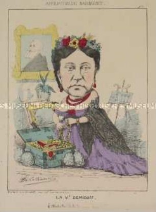 Affiliation de Badinguet - Karikatur wohl auf Mathilde Bonaparte mit Bezug auf den Sturz Napoleons III.