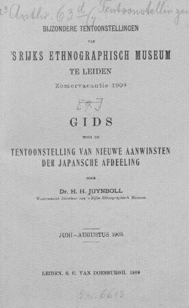 Gids voor de tentoonstelling van nieuwe aanwinsten der Japansche afdeeling