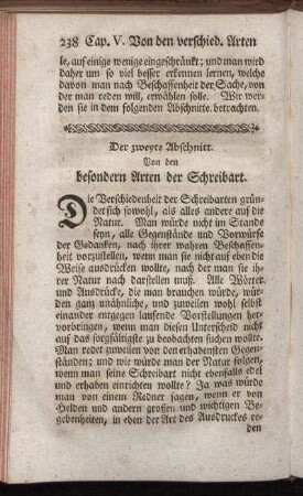 Der zweyte Abschnitt. Von den besondern Arten der Schreibart.