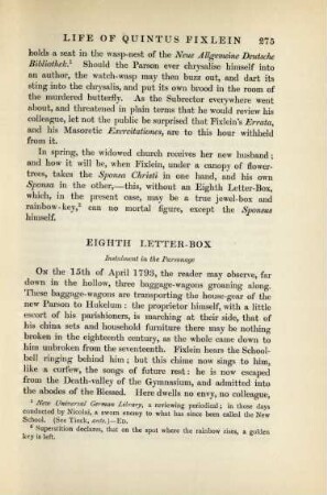 Eighth letter-box: Instalment in the personage