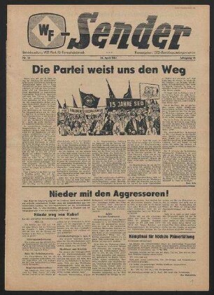 Betriebszeitung 'WF-Sender', Nr.15/1961 (21. April 1961)