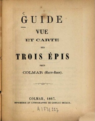 Guide, vue et carte des Trois Épis près Colmar 