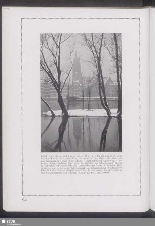 Blick vom Sachsenhäuser Ufer über die Brückeninsel zum Frankfurter Kai mit dem Domturm