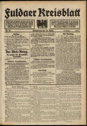 Ausgabe vom Donnerstag, den 26. April 1917.