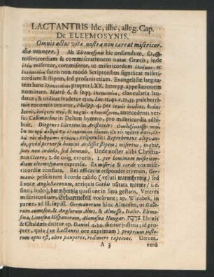Lactantius hic, illic, alleg. Cap. De Eleemosynis.