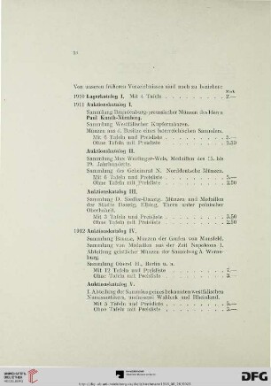 Von unseren früheren Verzeichnissen sind noch zu beziehen