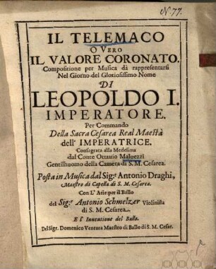 Il Telemaco overo il valore coronato : compositione per musica ...