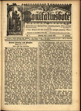 Erste Ausgabe vom Sonntag, den 05. August 1900.
