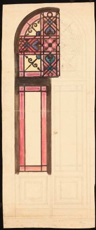 Villa, Kairo (?): Gitter, Ornament im Bogenfeld über den Türflügeln, Maßstabsleiste