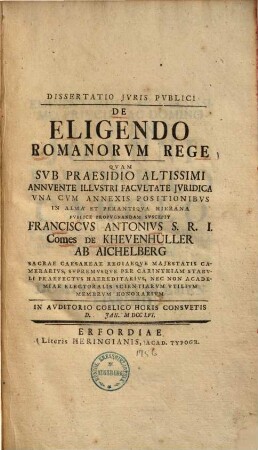 Dissertatio iuris publici de eligendo Romanorum rege