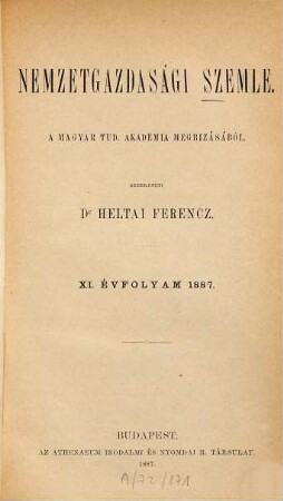 Nemzetgazdasági szemle. 11. 1887