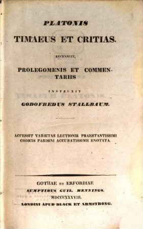 Platonis Opera omnia, Vol. 7. Timaeus et Critias