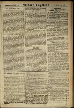 Zweite Ausgabe vom Samstag, den 12. Juni 1920.