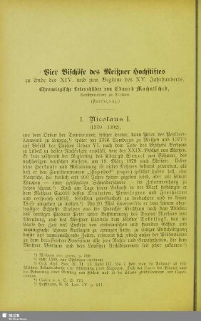 Vier Bischöfe des Meißner Hochstiftes zu Ende des XIV. und zum Beginne des XV. Jahrhunderts : chronologische Lebensbilder; (Fortsetzung)