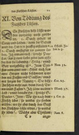 XI. Von Tödtung des Fleisches Lüsten.
