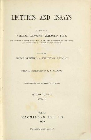 Lectures and essays, Vol. 1