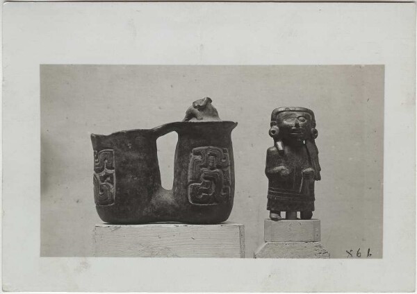 Double vessel and clay figure